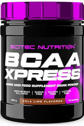 Scitec Nutrition BCAA Xpress powder, 5000 mg BCAA, sugar-free, gluten-free, cola lime flavor, 40 servings.